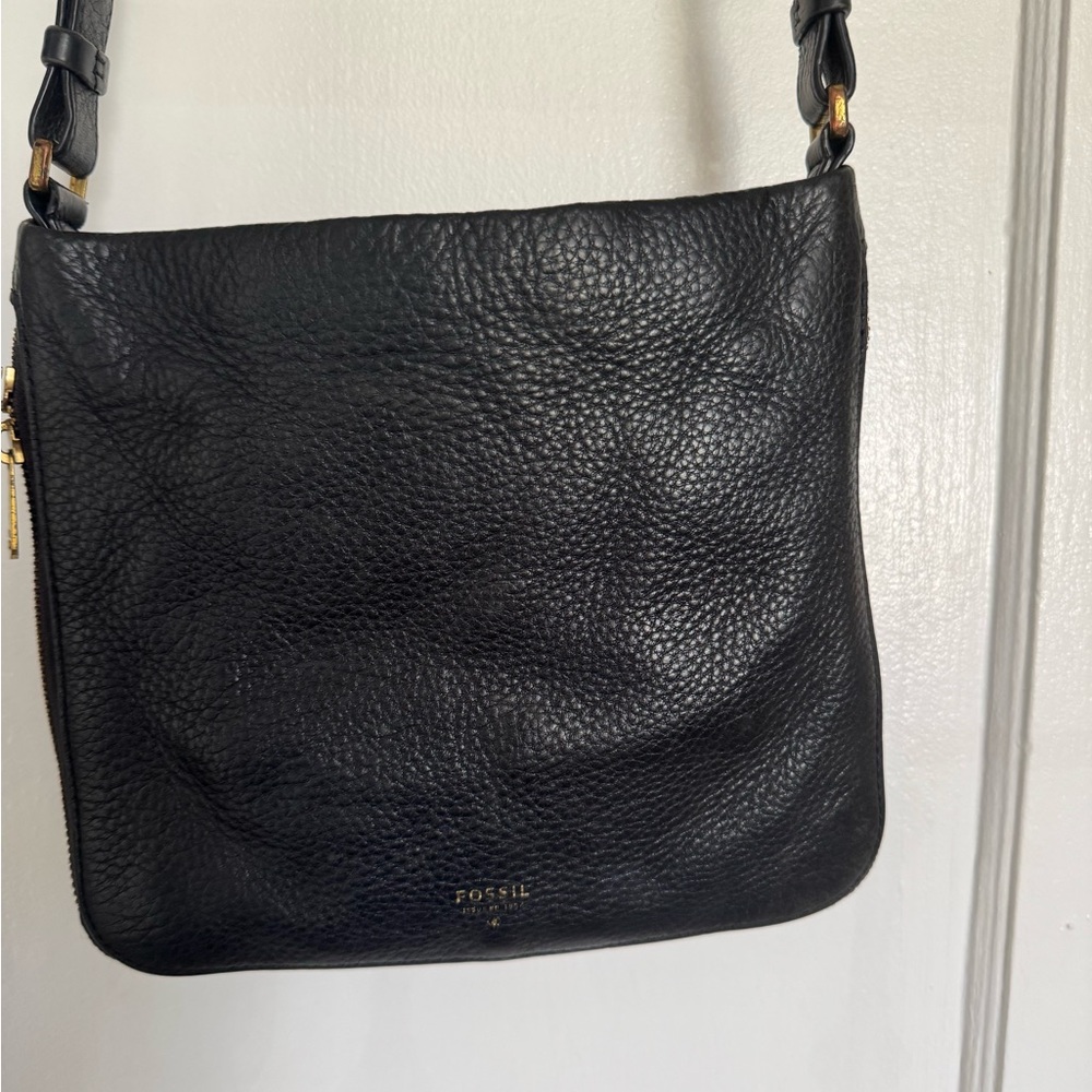 Fossil Black Crossbody Bag with Braided Strap